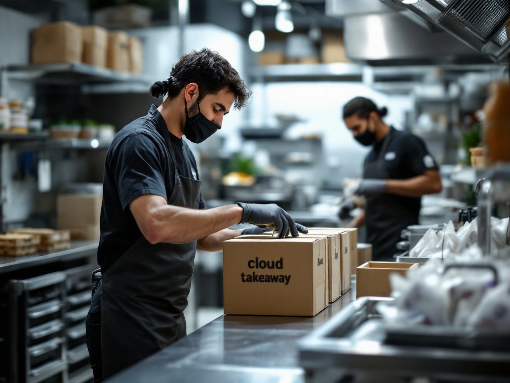 Dubai restaurant interior with Careem food delivery bag