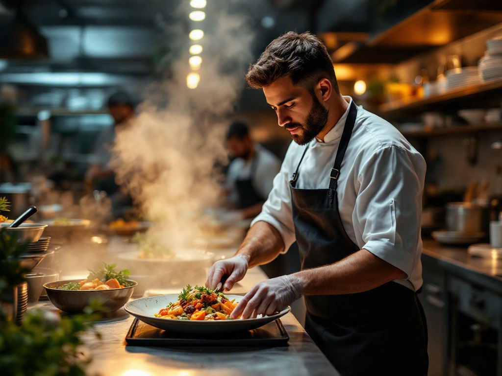 Busy restaurant kitchen in Dubai preparing Talabat orders