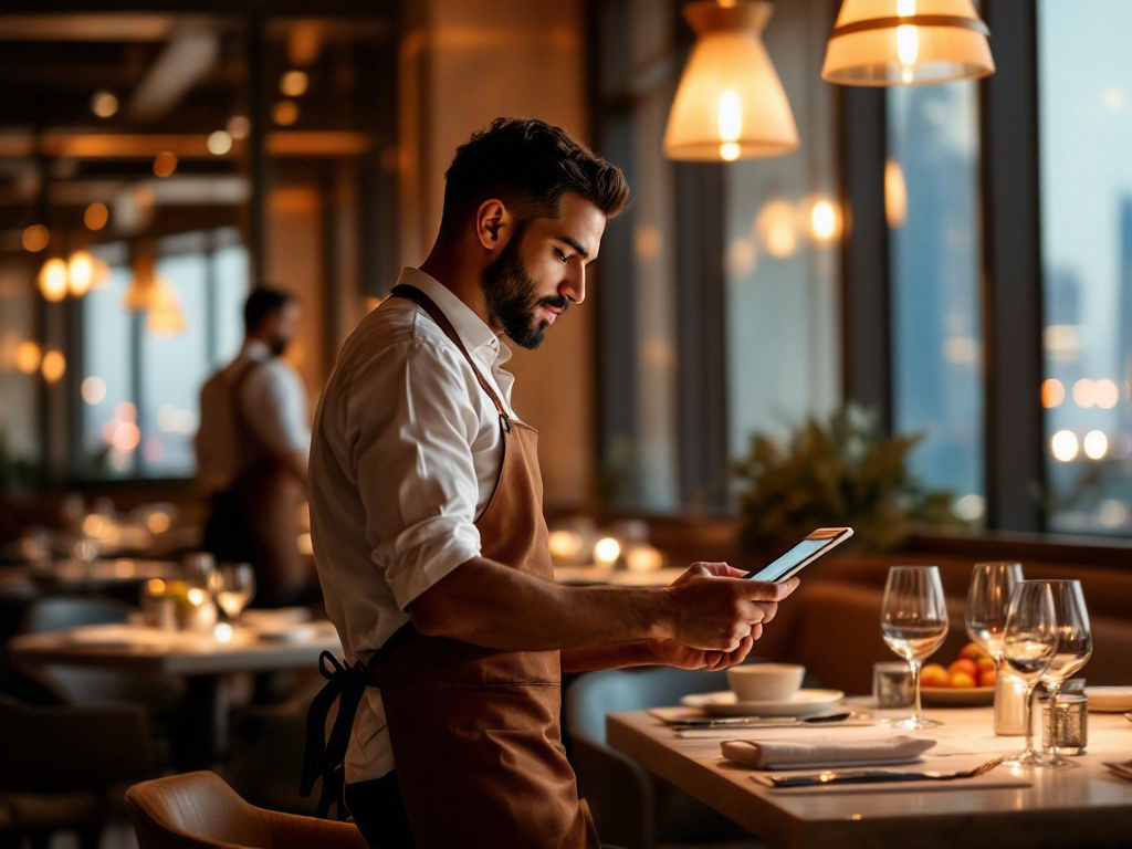 A beautifully styled dish of Arabic cuisine on a marble counter in a modern Dubai restaurant